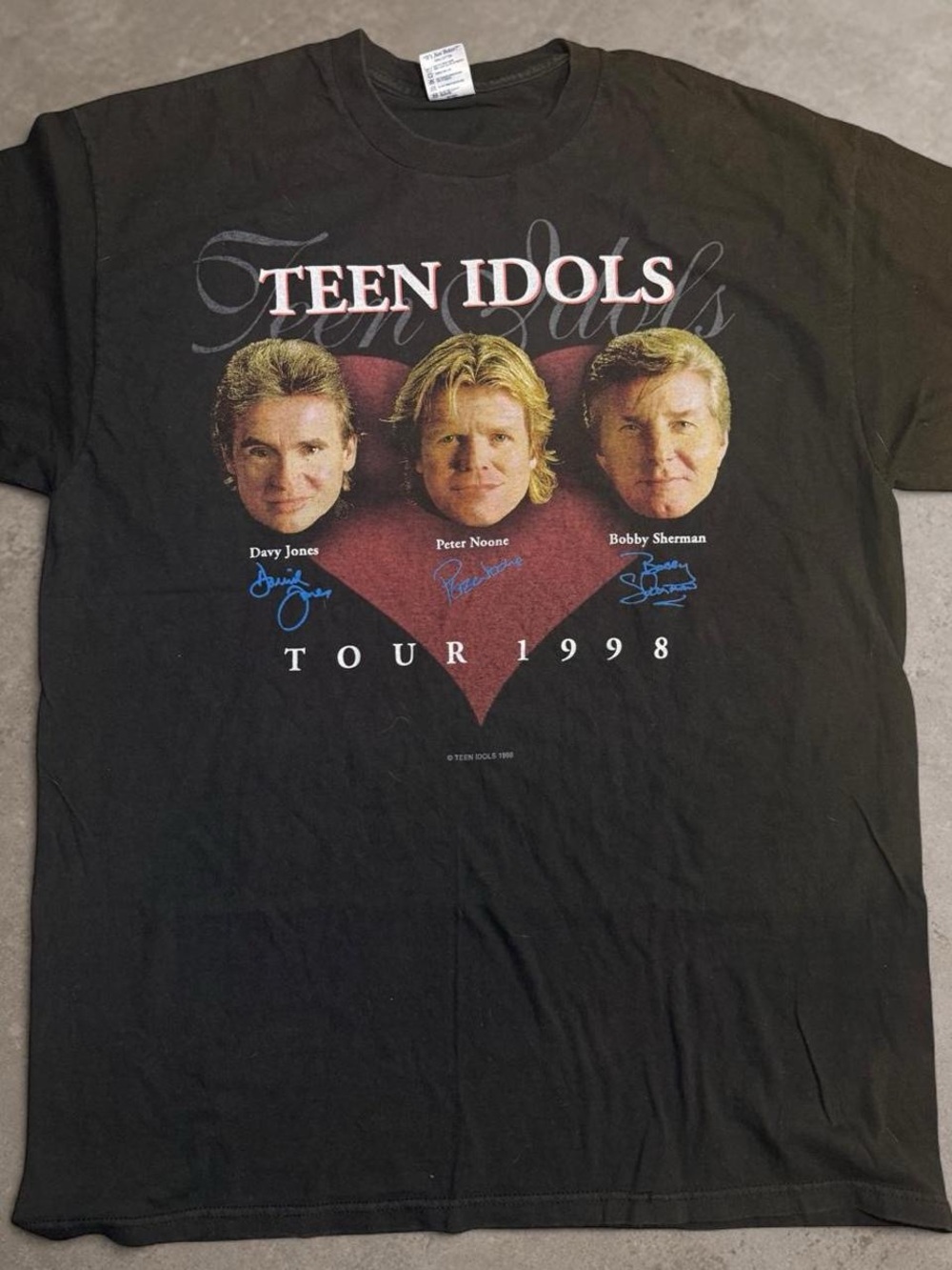 Vintage 1998 Teen Idols Tour Tee Davy Jones Peter Noone Bobby Sherman XL